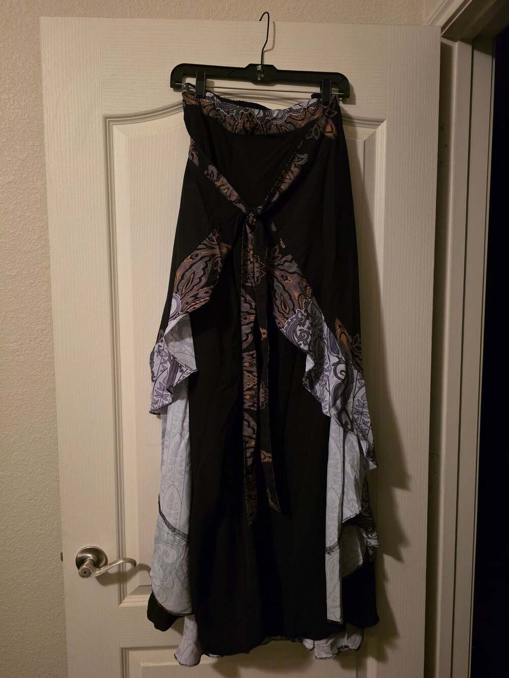 Ribok Hanky Hem Maxi Skirt Pants Size 3X Black Paisley Print Boho Flowy Fit